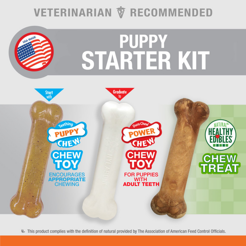 Dog Chewing Toy & Treat - PUPPY CHEW - Puppy Starter Kit - Triple Pack