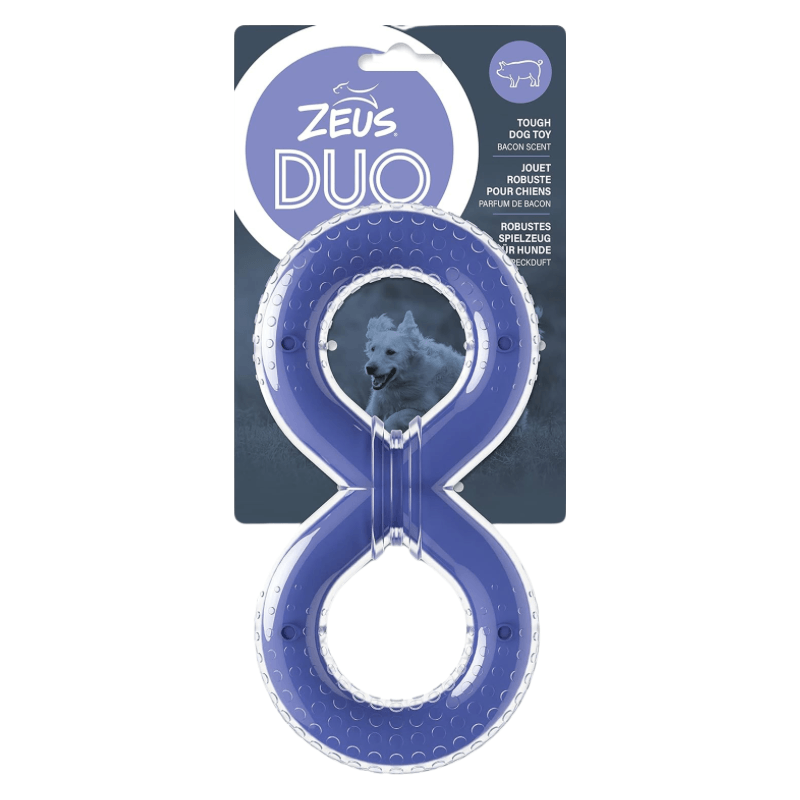 Dog Chewing Toy - DUO - Figure 8 Tug - Bacon Scent - J & J Pet Club - Zeus