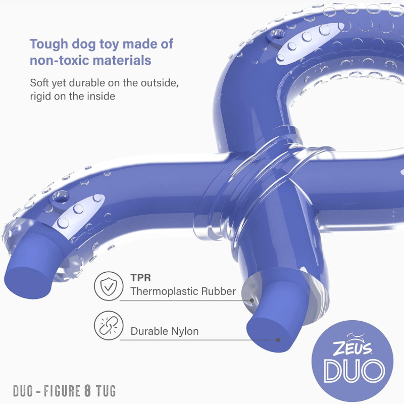 Dog Chewing Toy - DUO - Figure 8 Tug - Bacon Scent - J & J Pet Club - Zeus