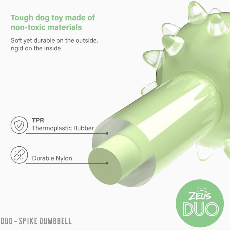 Dog Chewing Toy - DUO - Spike Dumbbell - Mint Scent - J & J Pet Club - Zeus