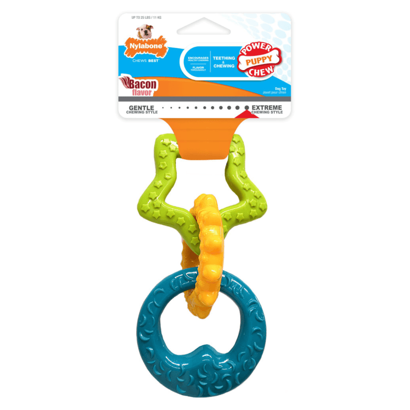 Dog Chewing Toy - PUPPY CHEW - Puppy Teething Rings (Bacon Flavor) - J & J Pet Club - Nylabone