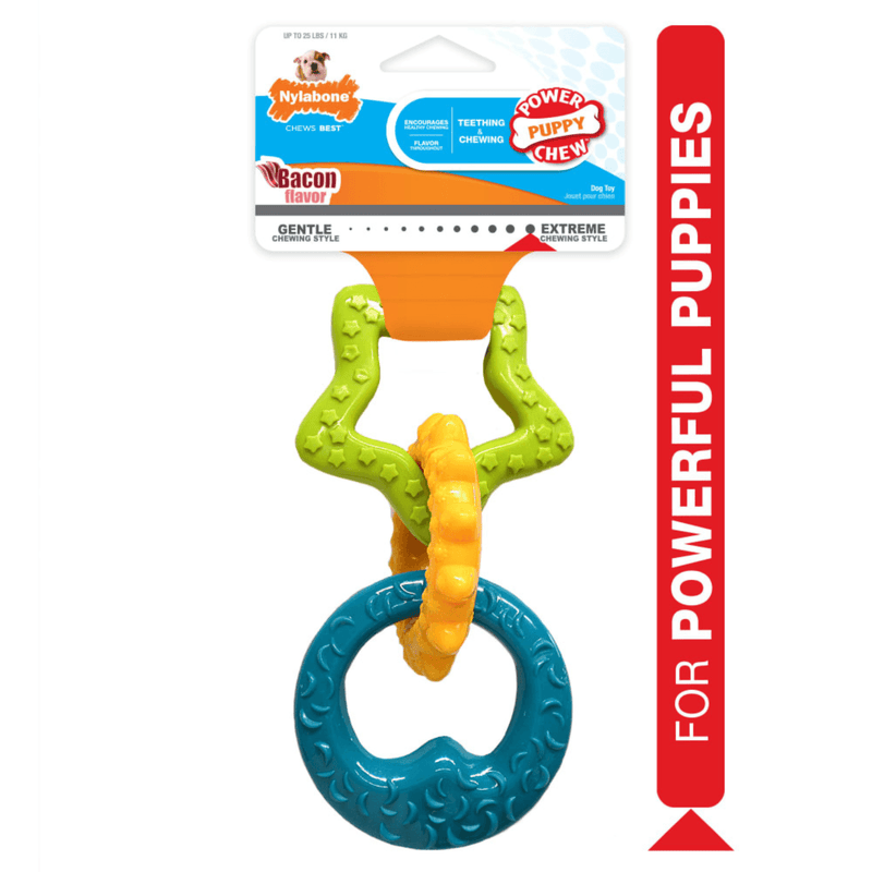 Dog Chewing Toy - PUPPY CHEW - Puppy Teething Rings (Bacon Flavor) - J & J Pet Club - Nylabone