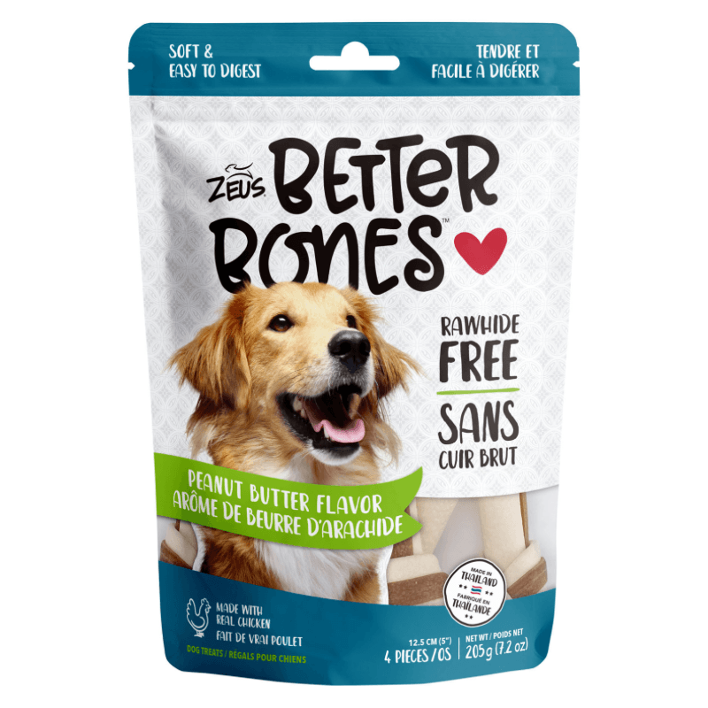Dog Chewing Treat - BETTER BONES, 5" Knot Bones - Peanut Butter Flavor - 4 pcs - J & J Pet Club - Zeus