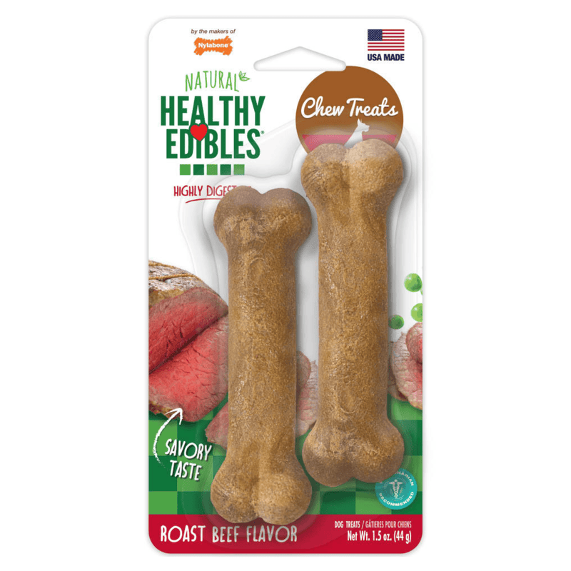 Dog Chewing Treat - HEALTHY EDIBLES - Roast Beef Flavor - Twin Pack - J & J Pet Club - Nylabone