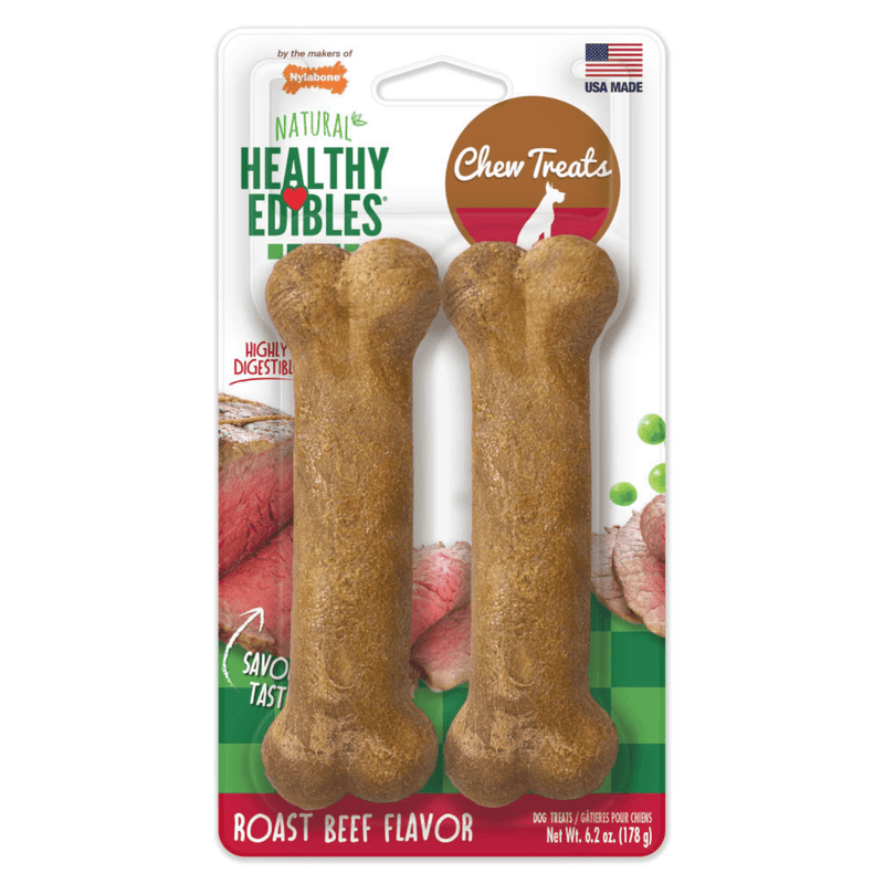 Dog Chewing Treat - HEALTHY EDIBLES - Roast Beef Flavor - Twin Pack - J & J Pet Club - Nylabone