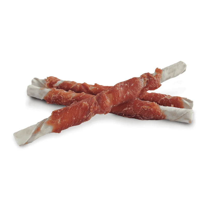 Dog Chewing Treat - SNACK BAR, Rawhide Chicken-Wrapped Twists - J & J Pet Club - Dogit