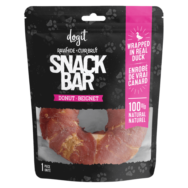 Dog Chewing Treat - SNACK BAR, Rawhide Duck-Wrapped Donuts - J & J Pet Club - Dogit