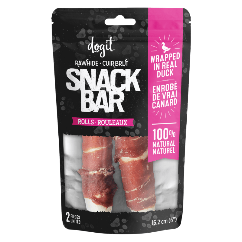 Dog Chewing Treat - SNACK BAR, Rawhide Duck-Wrapped Twists - J & J Pet Club - Dogit