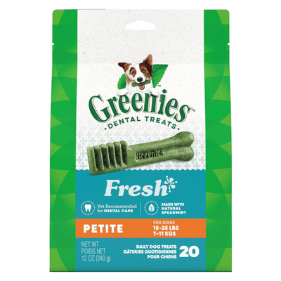 Dog Dental Treat - Fresh PETITE - 12 oz Bag (20 ct) - J & J Pet Club - Greenies