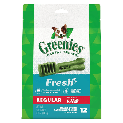 Dog Dental Treat - Fresh REGULAR - 12 oz Bag (12 ct) - J & J Pet Club - Greenies