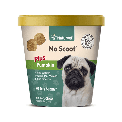 Dog Supplement - DIGESTIVE SUPPORT - No Scoot - Anal Gland Support + Pumpkin - 60 soft chews* - J & J Pet Club - Naturvet