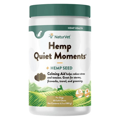 Dog Supplement - HEMP HEALTH - Hemp Quiet Moments + Hemp Seed - Soft Chews - J & J Pet Club - Naturvet