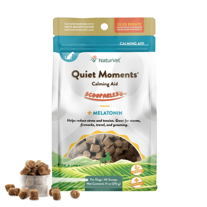 Dog Supplement - SCOOPABLES - CALMING AID - Quiet Moment + Melatonin - 45 scoops - J & J Pet Club - Naturvet