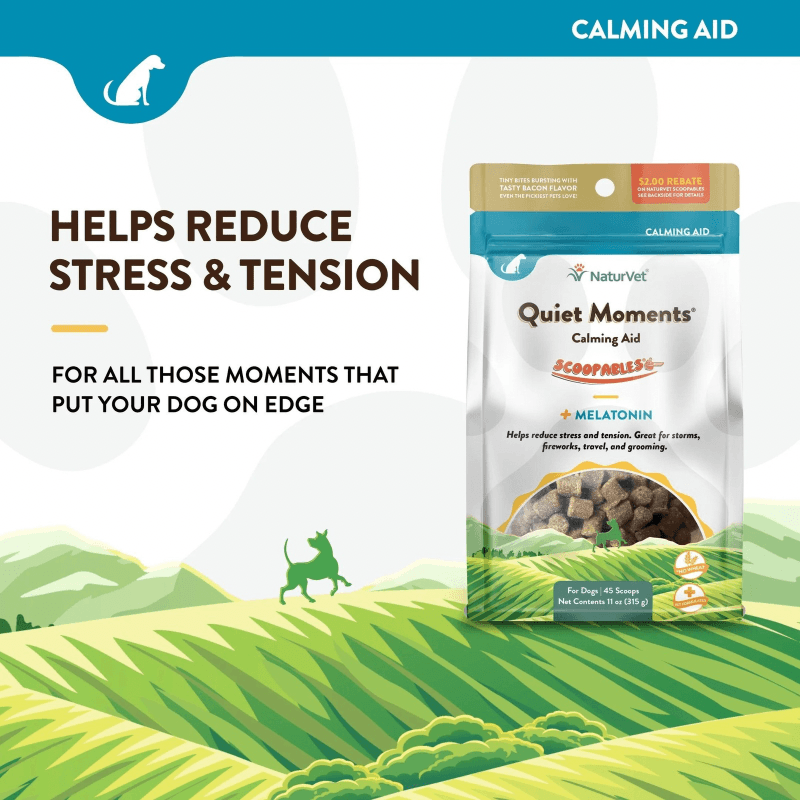 Dog Supplement - SCOOPABLES - CALMING AID - Quiet Moment + Melatonin - 45 scoops - J & J Pet Club - Naturvet