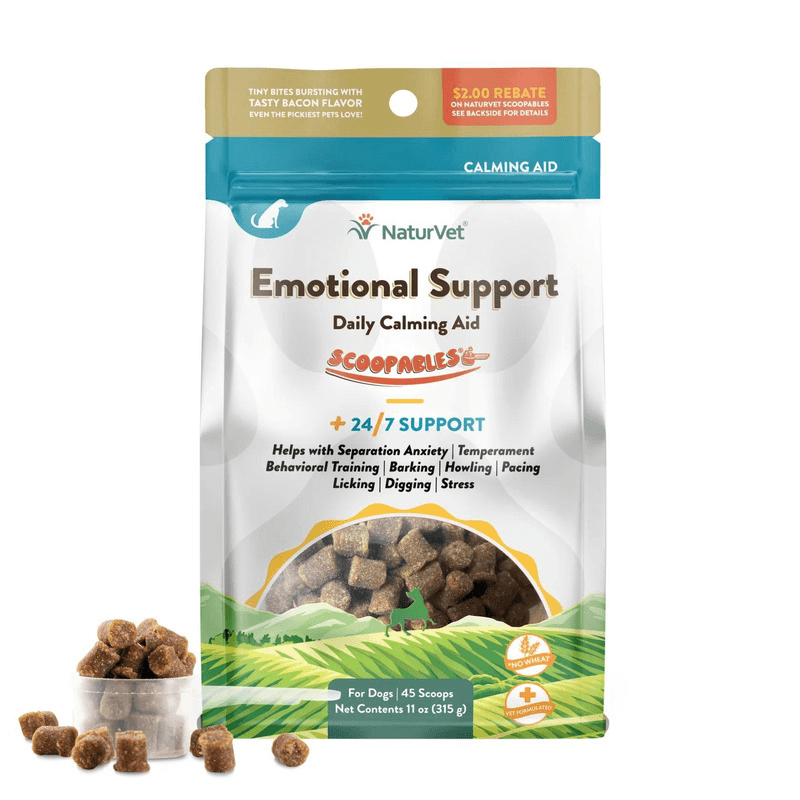 Dog Supplement - SCOOPABLES - DAILY CALMING AID - Emotional Support + 24/7 Support - 45 scoops - J & J Pet Club - Naturvet