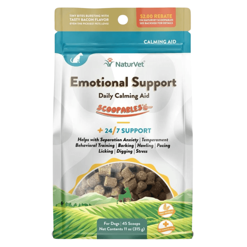 Dog Supplement - SCOOPABLES - DAILY CALMING AID - Emotional Support + 24/7 Support - 45 scoops - J & J Pet Club - Naturvet