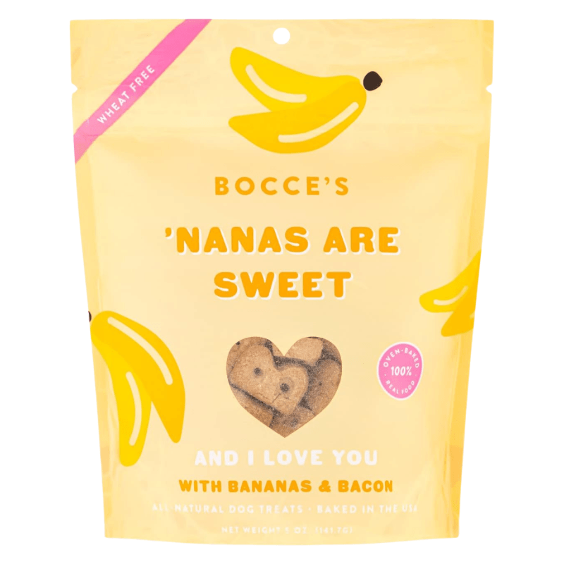 Dog Treat - BISCUITS - 'NANAS ARE SWEET - with Bananas & Bacon - 5 oz - J & J Pet Club - Bocce's Bakery
