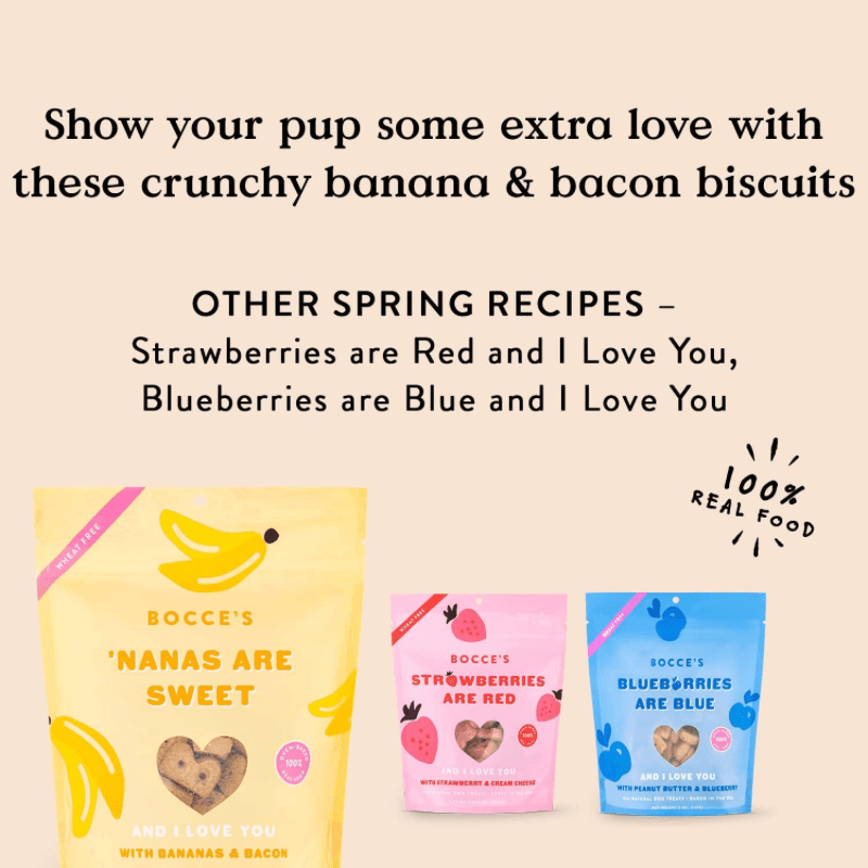 Dog Treat - BISCUITS - 'NANAS ARE SWEET - with Bananas & Bacon - 5 oz - J & J Pet Club - Bocce's Bakery