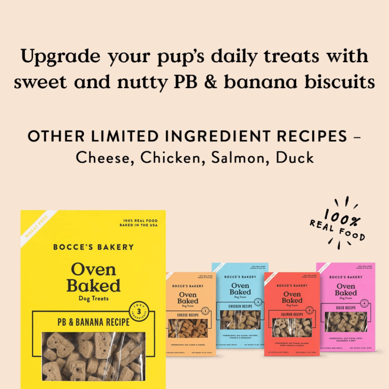 Dog Treat - BISCUITS - Peanut Butter & Banana Recipe - 14 oz - J & J Pet Club - Bocce's Bakery