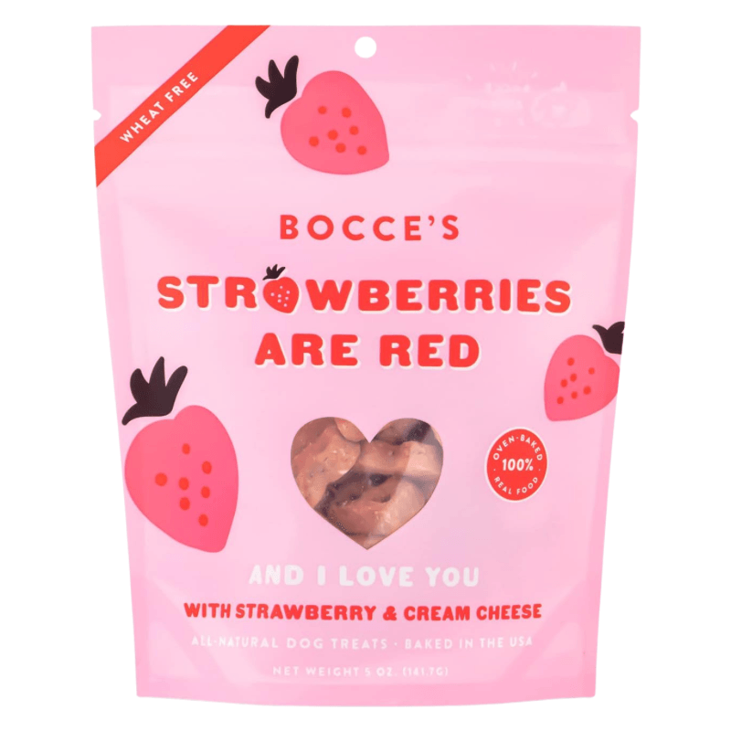 Dog Treat - BISCUITS - STRAWBERRIES ARE RED - with Strawberry & Cream Cheese - 5 oz - J & J Pet Club