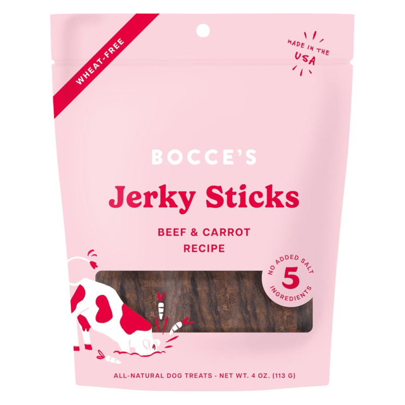 Dog Treat - JERKIES - Jerky Sticks - Beef & Carrot Recipe - 4 oz - J & J Pet Club - Bocce's Bakery