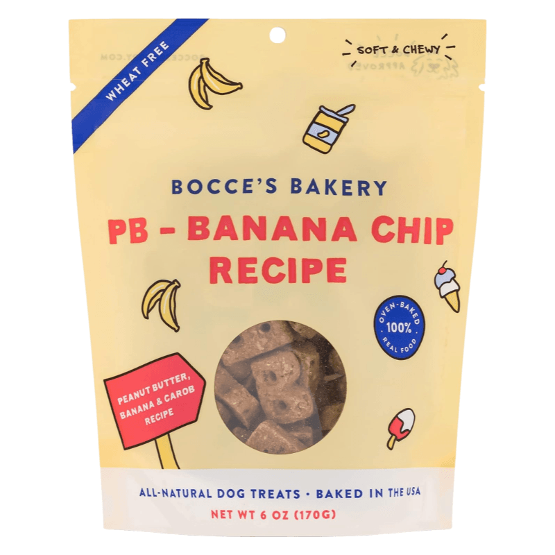 Dog Treat - SOFT & CHEWY, PB - Banana Chip Recipe, 6 oz - J & J Pet Club - Bocce's Bakery
