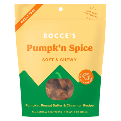 Dog Treat - SOFT & CHEWY - Pumpk'n Spice - Pumpkin, Peanut Butter & Cinnnamon Recipe - 6 oz - J & J Pet Club - Bocce's Bakery