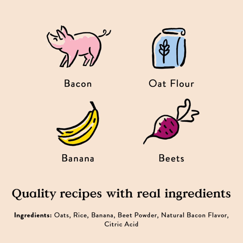 Dog Treat - TRAINING - Crispies - Banana + Bacon Recipe - 10 oz - J & J Pet Club - Bocce's Bakery