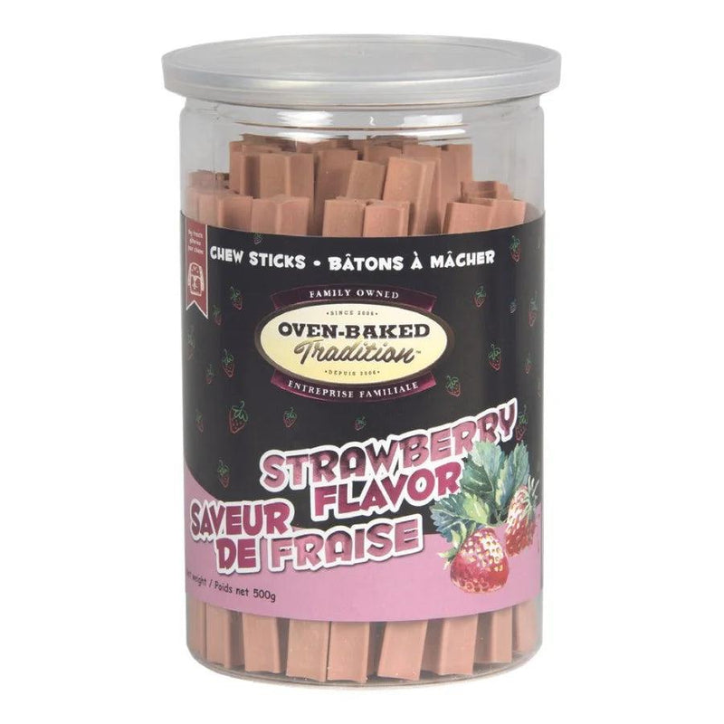 Dog Treats - Chew Stick - Strawberry Flavor - 500 g - J & J Pet Club - Oven-Baked Tradition