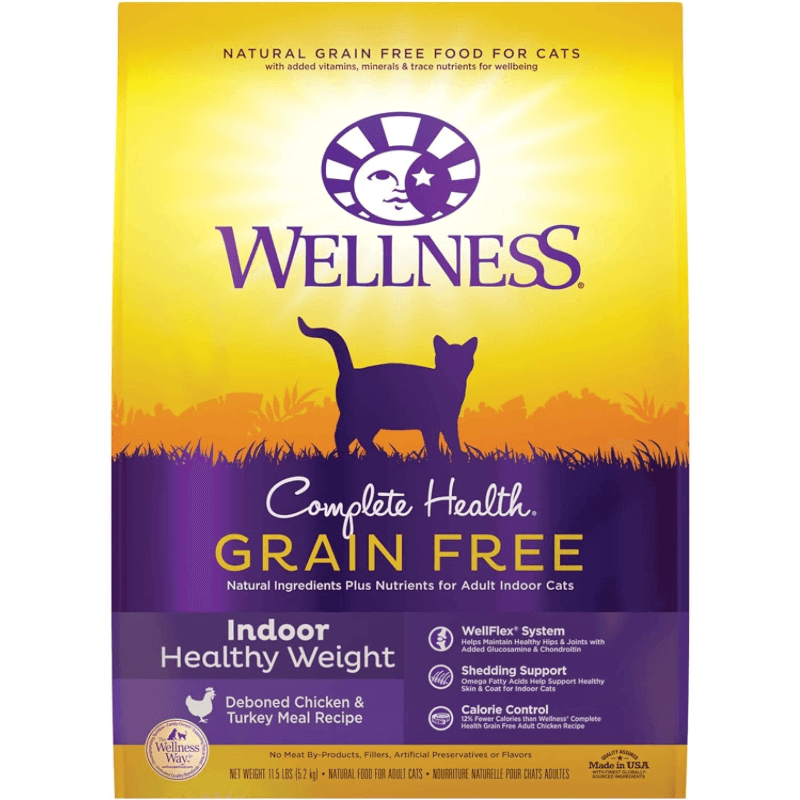 Dry Cat Food - COMPLETE HEALTH - HEALTHY WEIGHT - Grain Free Chicken - INDOOR Adult - 11.5 lb - J & J Pet Club - Wellness
