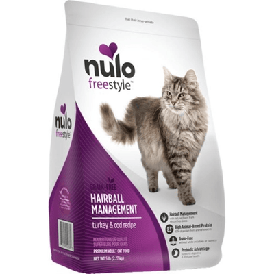 Dry Cat Food - FREESTYLE, Grain-Free Hairball Management Turkey & Cod Recipe - J & J Pet Club - Nulo