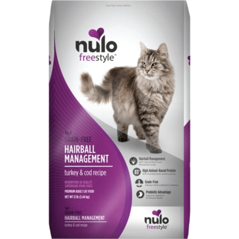 Dry Cat Food - FREESTYLE - Grain Free Hairball Management Turkey & Cod Recipe - J & J Pet Club - Nulo