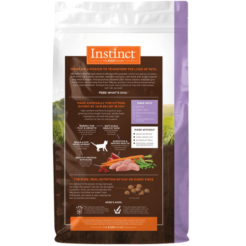Dry Cat Food - ORIGINAL - Raw Coated - Real Chicken Recipe For Kittens - 4.5 lb - J & J Pet Club - Instinct