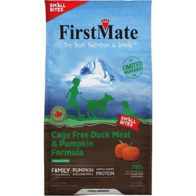 Dry Dog Food - Cage Free Duck Meal & Pumpkin Formula - Small Bites - J & J Pet Club - FirstMate