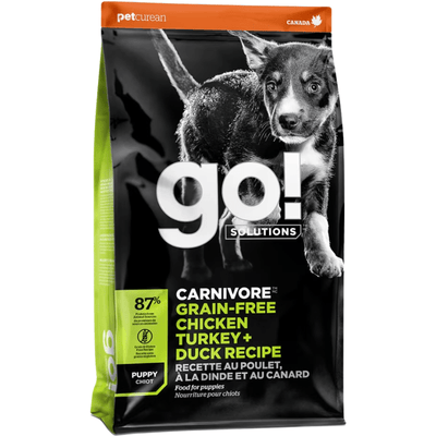 Dry Dog Food - CARNIVORE, Grain-Free Chicken, Turkey + Duck Puppy Recipe - J & J Pet Club - GO!