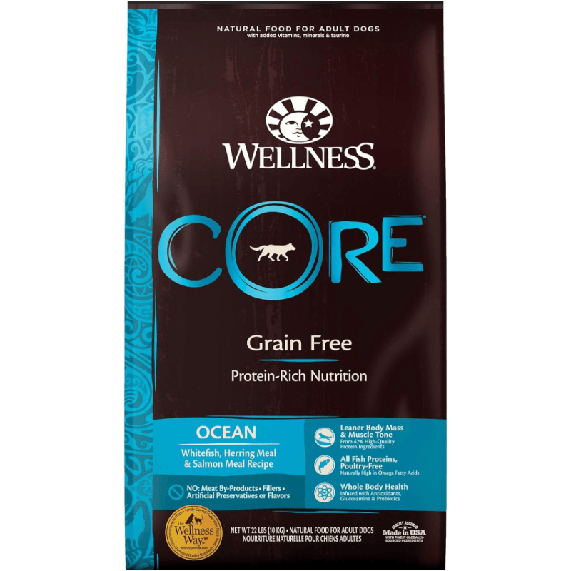 Dry Dog Food - CORE - Grain Free OCEAN Whitefish, Herring & Salmon - Adult - J & J Pet Club - Wellness
