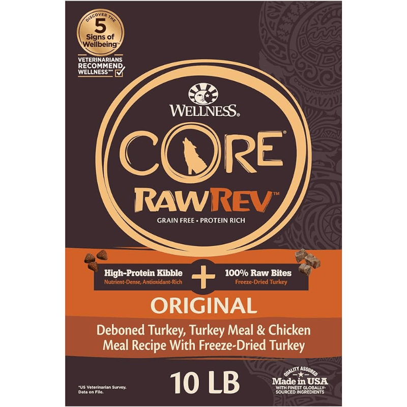 Dry Dog Food - CORE RAWREV - Grain Free ORIGINAL + 100% Raw Turkey - J & J Pet Club - Wellness