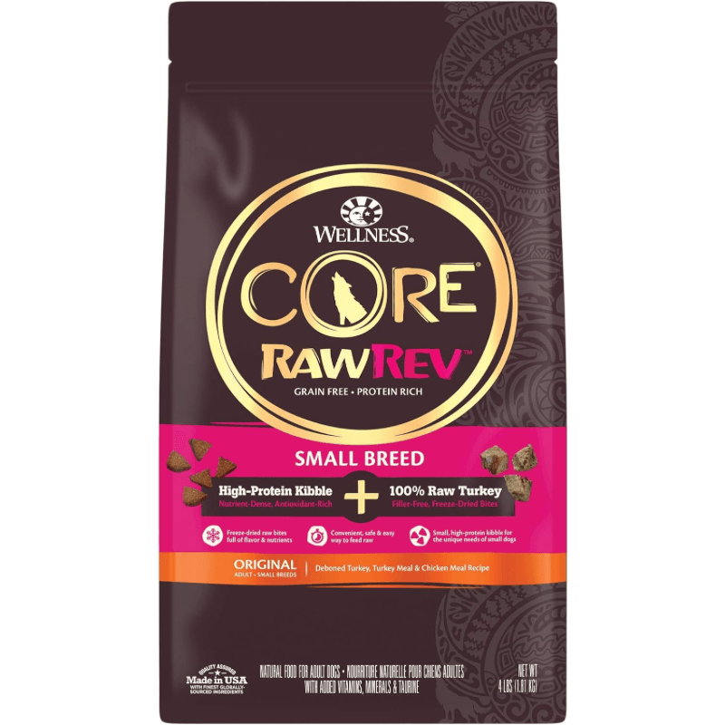 Dry Dog Food - CORE RAWREV - Grain Free ORIGINAL SMALL BREED + 100% Raw Turkey - J & J Pet Club - Wellness