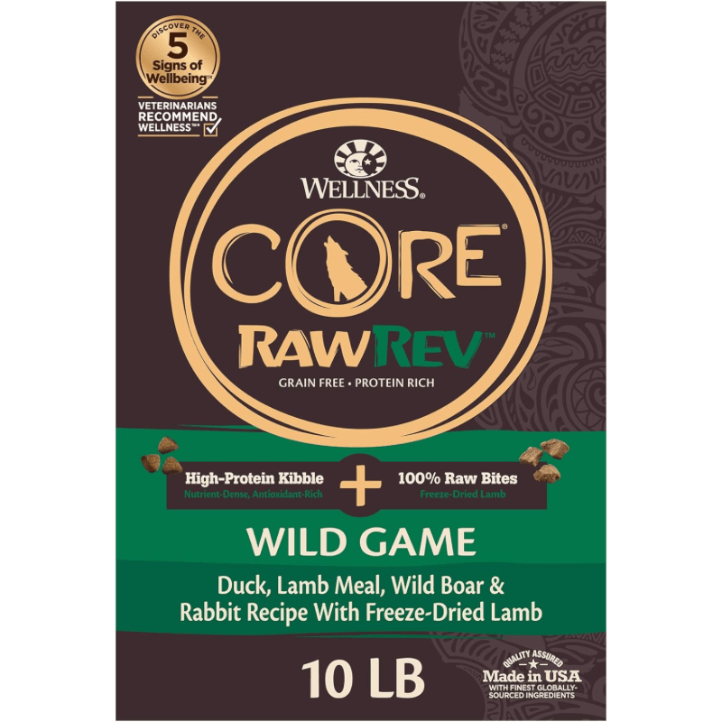 Dry Dog Food - CORE RAWREV - Grain Free WILD GAME + 100% Raw Lamb - J & J Pet Club - Wellness