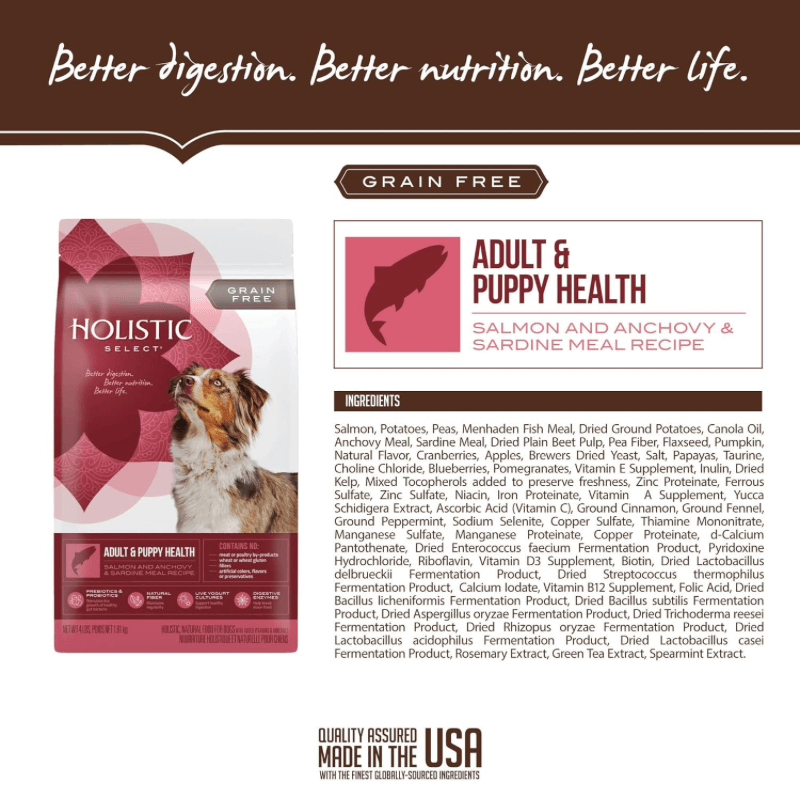 Dry Dog Food - Grain Free Salmon Anchovy & Sardine Meal Recipe - Adult & Puppy - J & J Pet Club - Holistic Select
