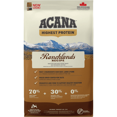 Dry Dog Food - HIGHEST PROTEIN - Ranchlands Recipe - J & J Pet Club - Acana