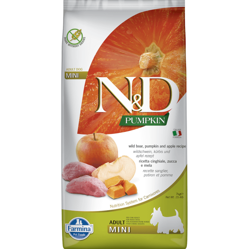 Dry Dog Food - N & D - PUMPKIN - Boar & Apple - Adult Mini - J & J Pet Club - Farmina