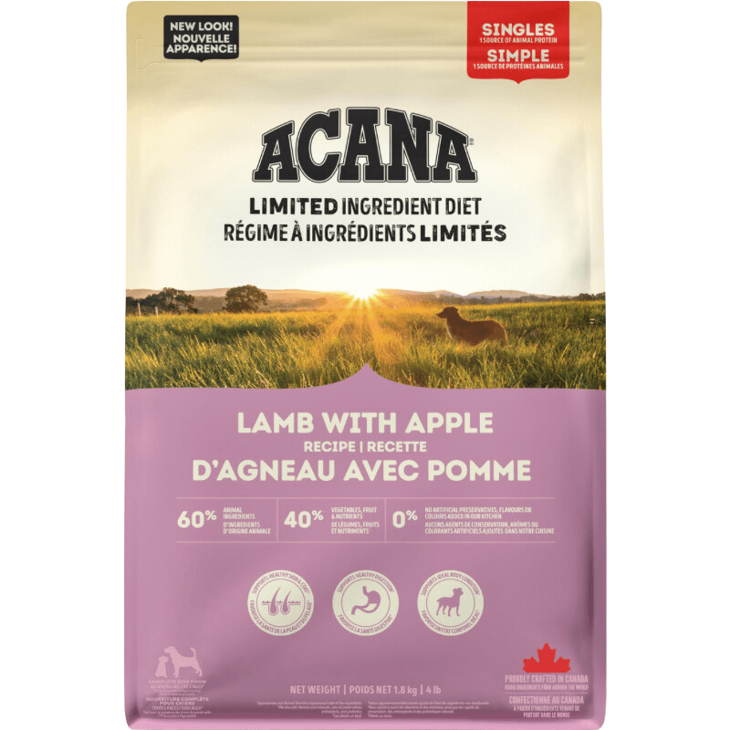 Dry Dog Food - SINGLES - Limited Ingredient Diet - Lamb with Apple Recipe - J & J Pet Club - Acana