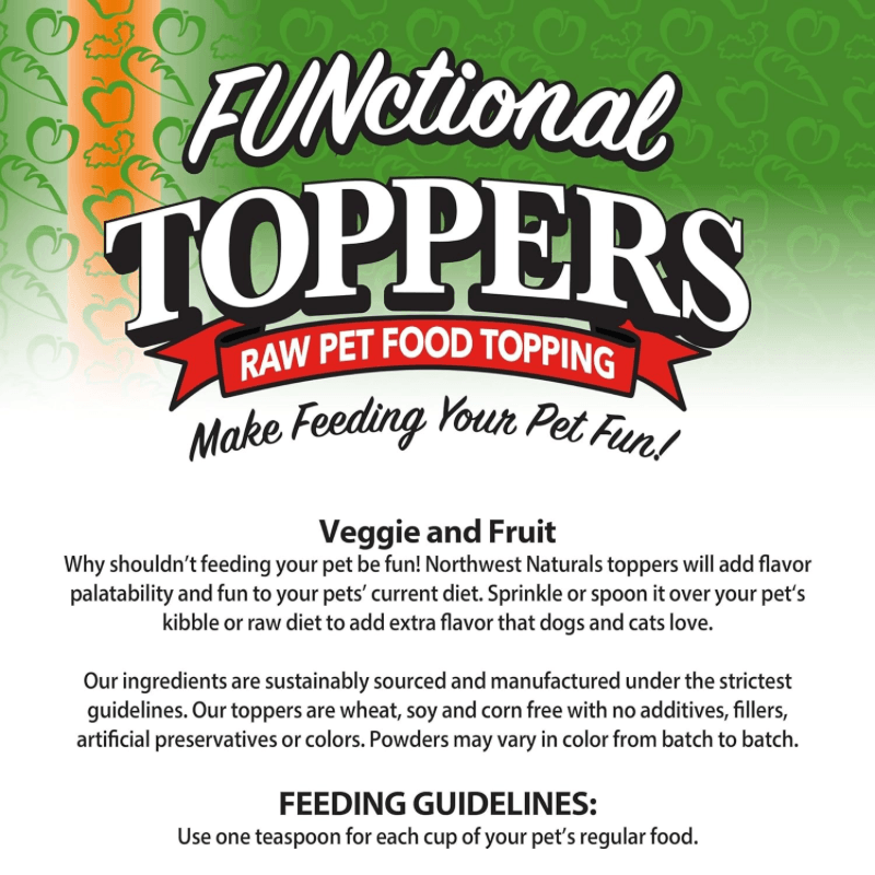 Feeze Dried FUNCTIONAL Food Topper for Dogs & Cats - Veggie & Fruit - 5 oz - J & J Pet Club - Northwest Naturals