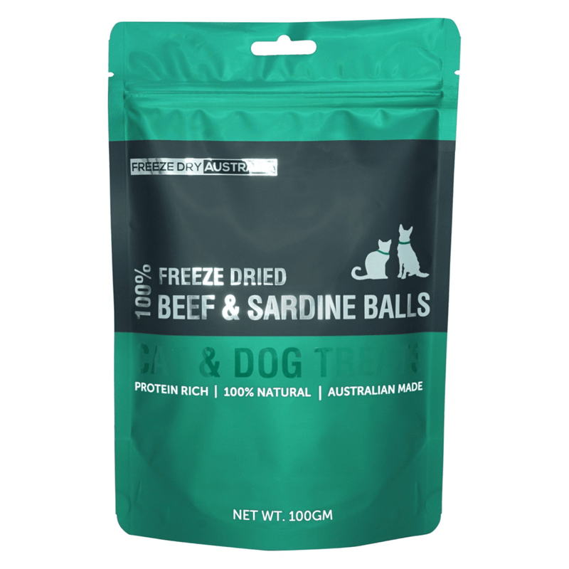 Freeze Dried Cat & Dog Treat - Beef & Sardine Balls - 100 g - J & J Pet Club - FREEZE DRIED AUSTRALIA
