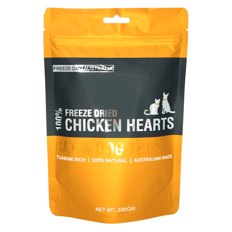 Freeze Dried Cat & Dog Treat - Chicken Hearts - 100 g - J & J Pet Club - FREEZE DRIED AUSTRALIA