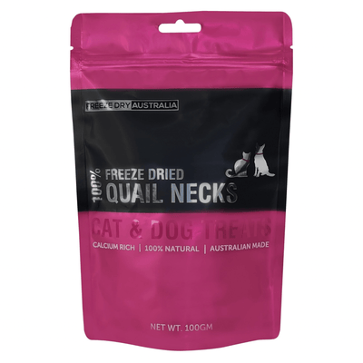 Freeze Dried Cat & Dog Treat - Quail Necks - 100 g - J & J Pet Club - FREEZE DRIED AUSTRALIA