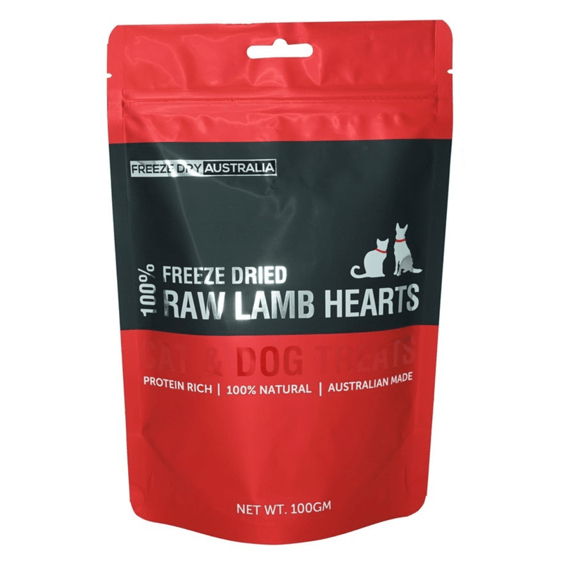 Freeze Dried Cat & Dog Treat - Raw Lamb Hearts - 100 g - J & J Pet Club - FREEZE DRIED AUSTRALIA