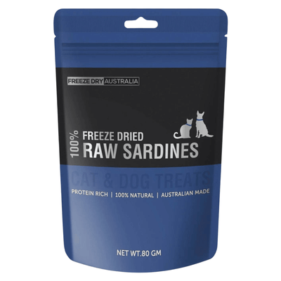 Freeze Dried Cat & Dog Treat - Raw Sardines - 80 g - J & J Pet Club - FREEZE DRIED AUSTRALIA