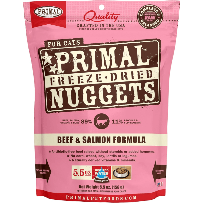 Freeze Dried Cat Food - Beef & Salmon Dinner Nuggets - J & J Pet Club - Primal